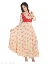 Rayon, three-quarter sleeve long anarkali floral kurta with printed combo - Indian fashion